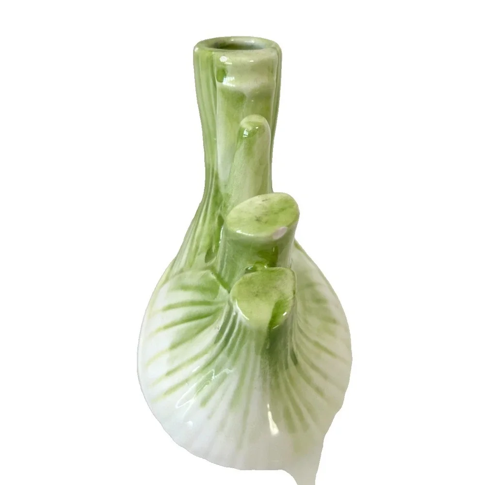 Vietri Italy Fennel Bulb Bud Vase Ceramic Vegetable Italian Pottery Green Chip*